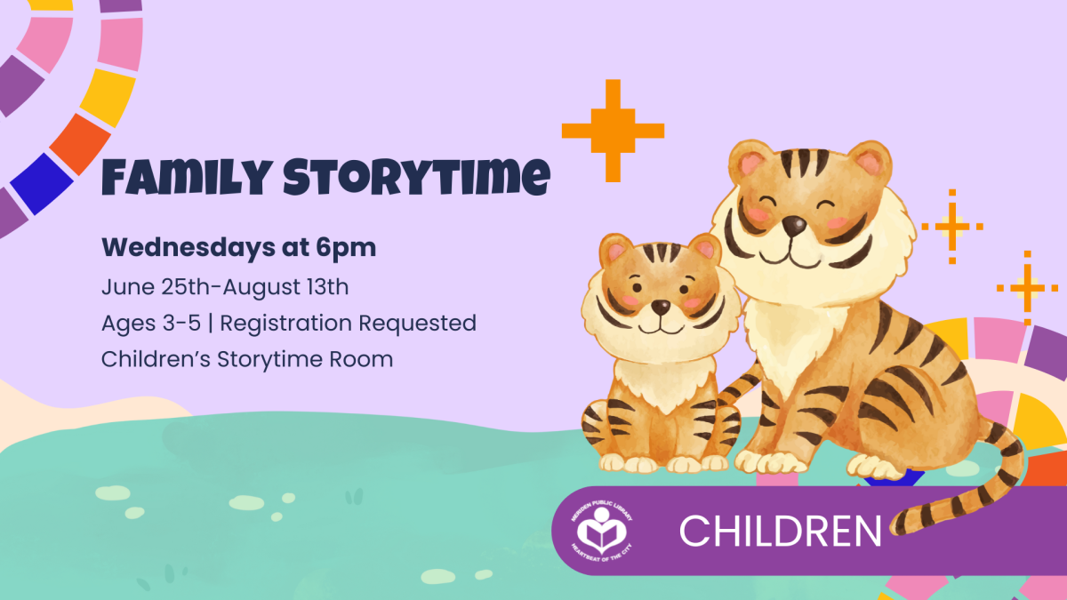 Cartoon tiger family smiling to right of verbiage 