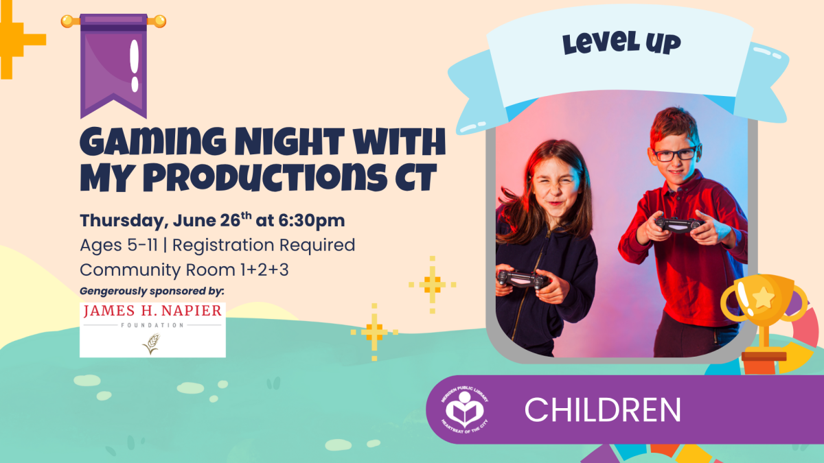 Two kids playing video games to right of verbiage 