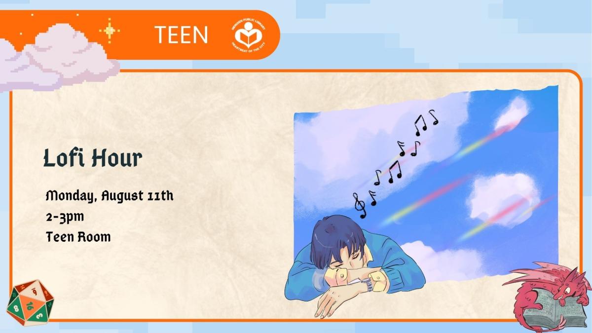 Anime teen sleeping to right of verbiage 