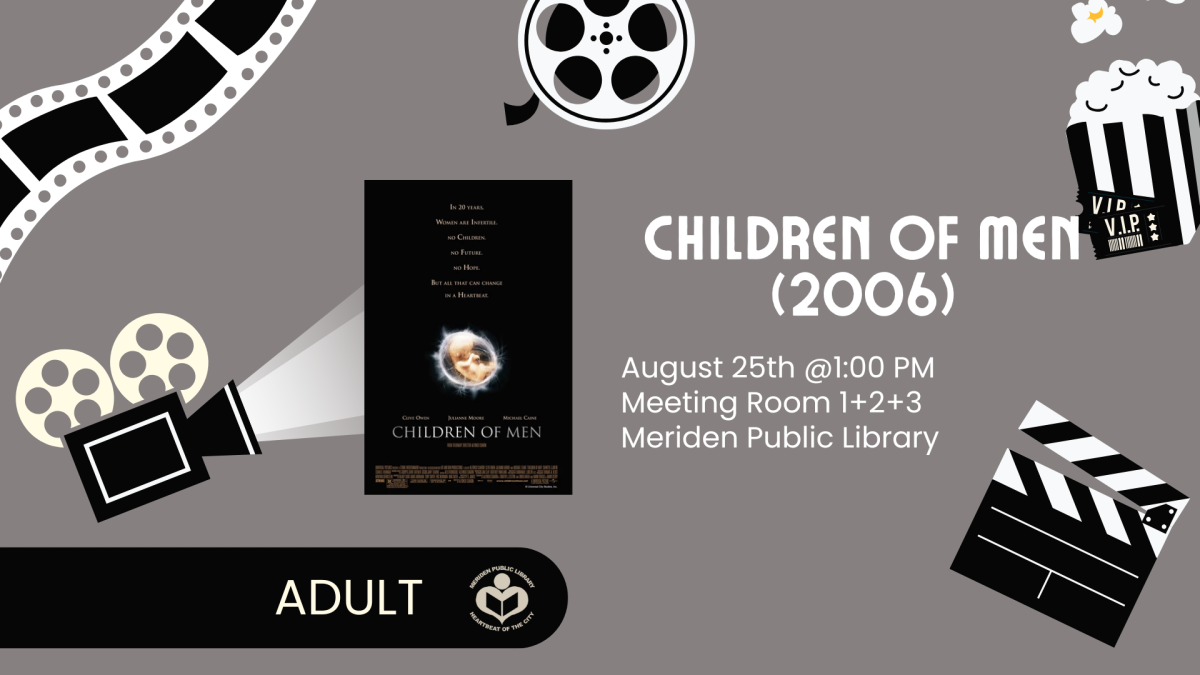 Children of Men film poster to left of verbiage 