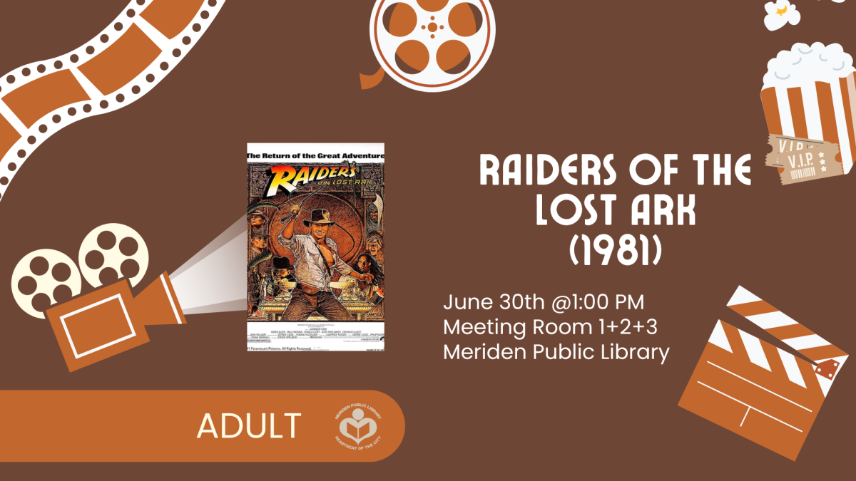 Raiders of the Lost Ark film poster to left of verbiage 