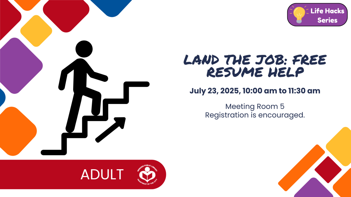 Stick figure walking up stairs to left of verbiage 