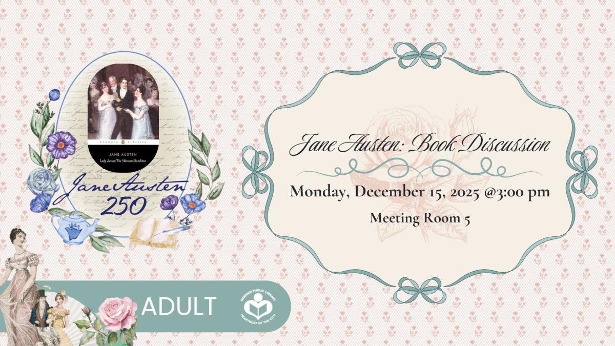 Jane Austen book to left of verbiage 