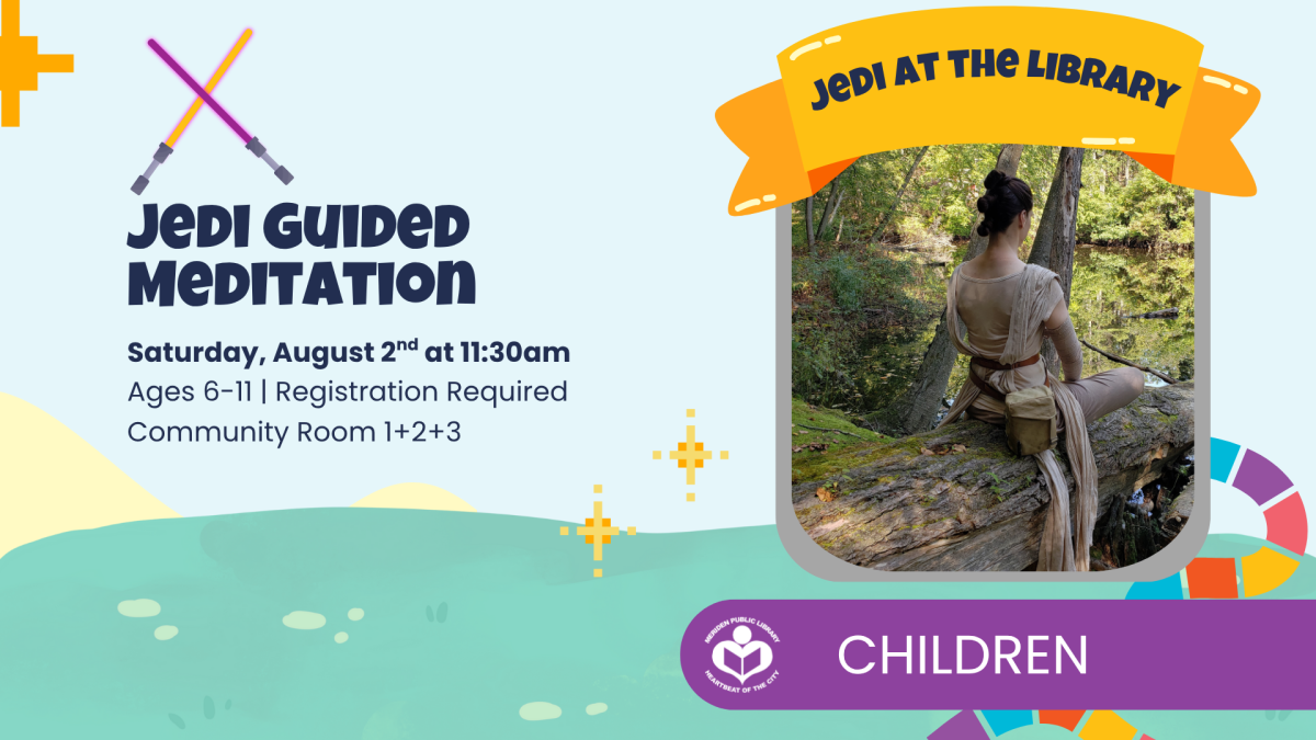 Jedi meditating on fallen tree to right of verbiage 