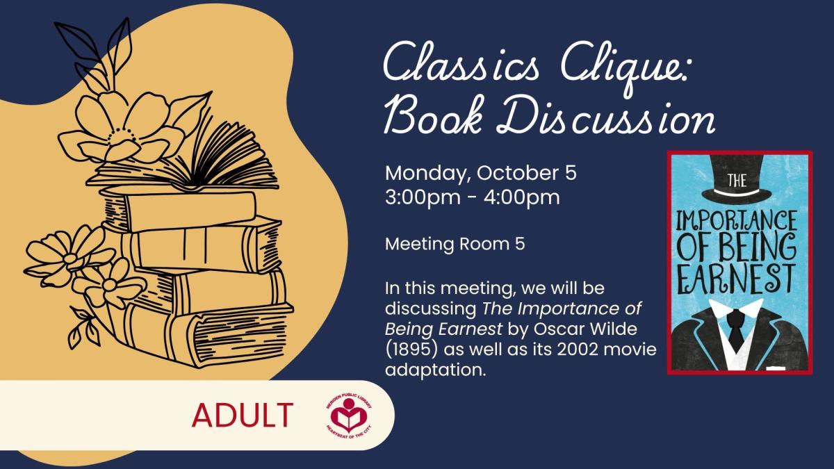 The Importance of Being Earnest novel to right of verbiage 