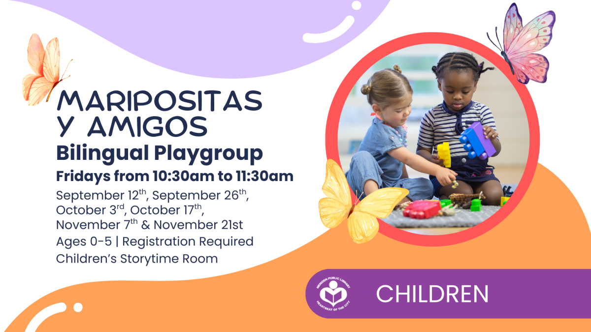 Two children playing to right of verbiage 