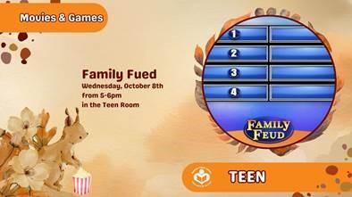 family feud gameboard to right of verbiage