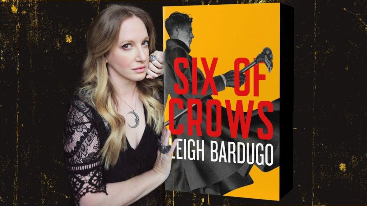 Leigh Bardugo to left of her YA novel cover