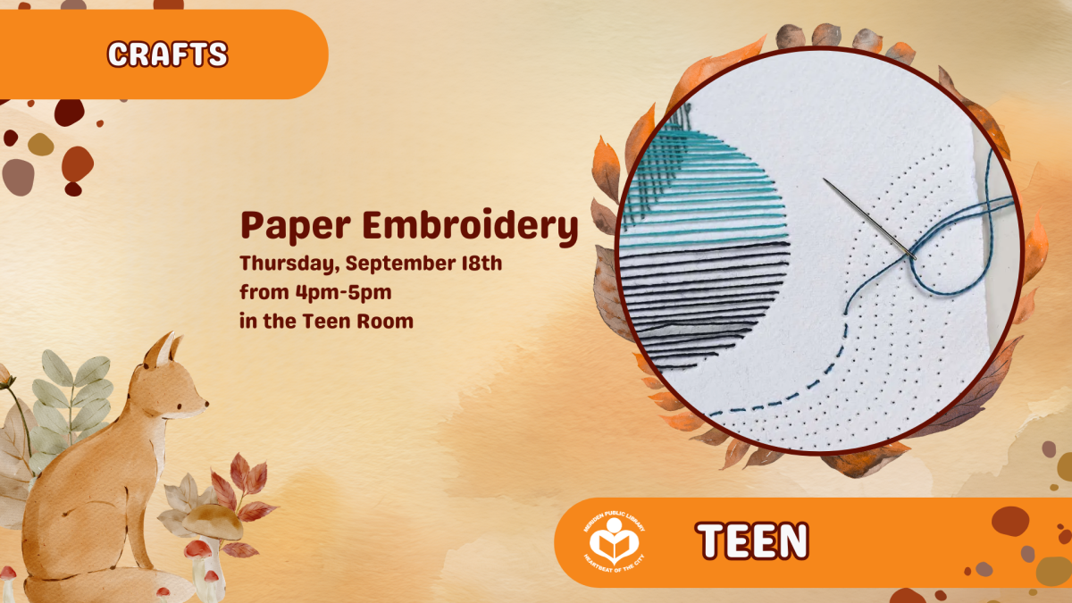 Paper embroidery craft to right of verbiage 