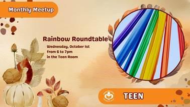 rainbow colors to right of verbiage