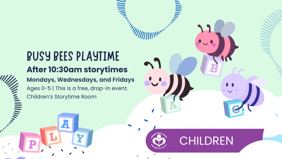 three bees on green background with children's blocks