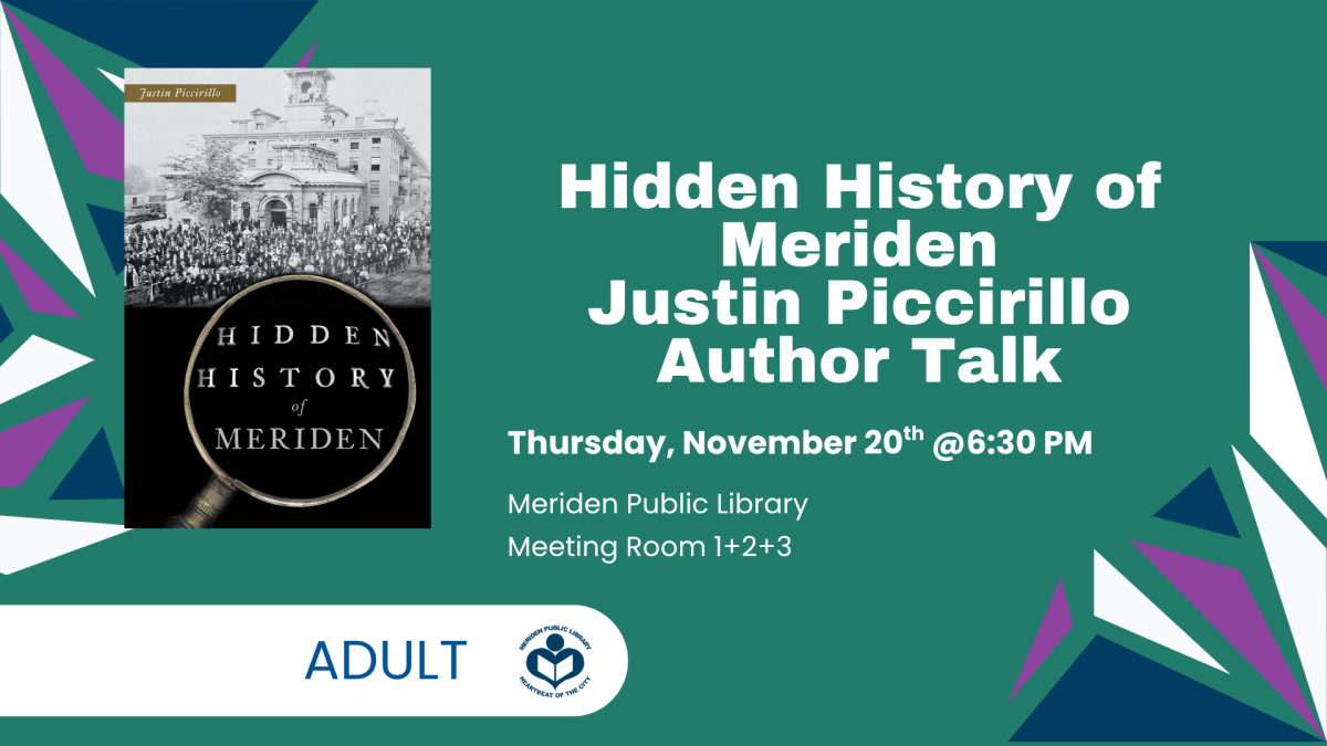 Hidden History book cover to left of verbiage 