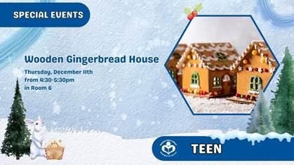 row of gingerbread houses to right of verbiage