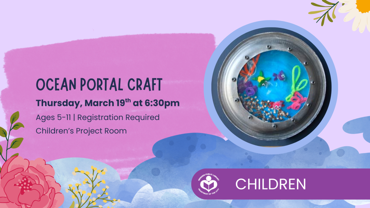 seascape created with craft supplies to right of verbiage 