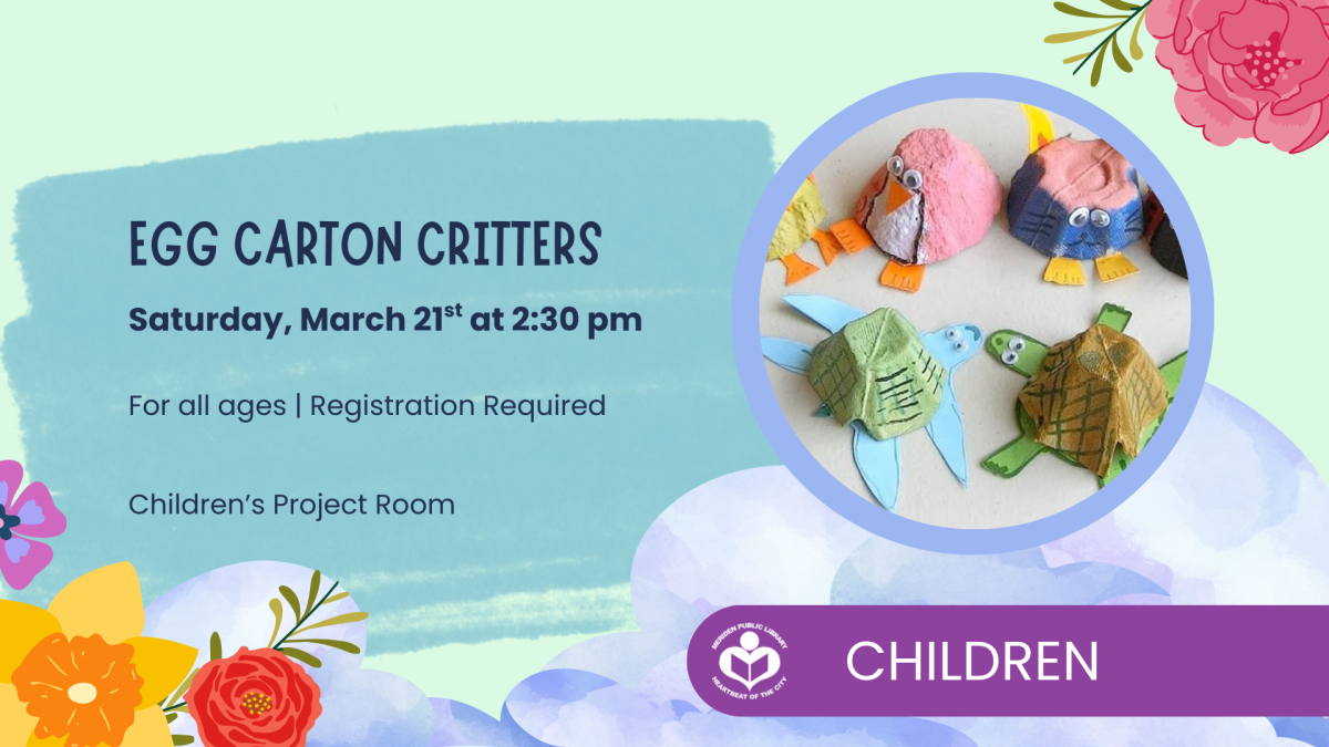 penguin, turtle, and seal made out of egg cartons to right of verbiage