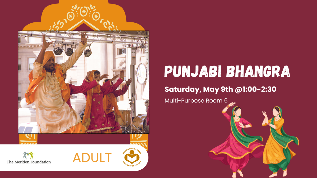 Bhangra dancers to left of verbiage